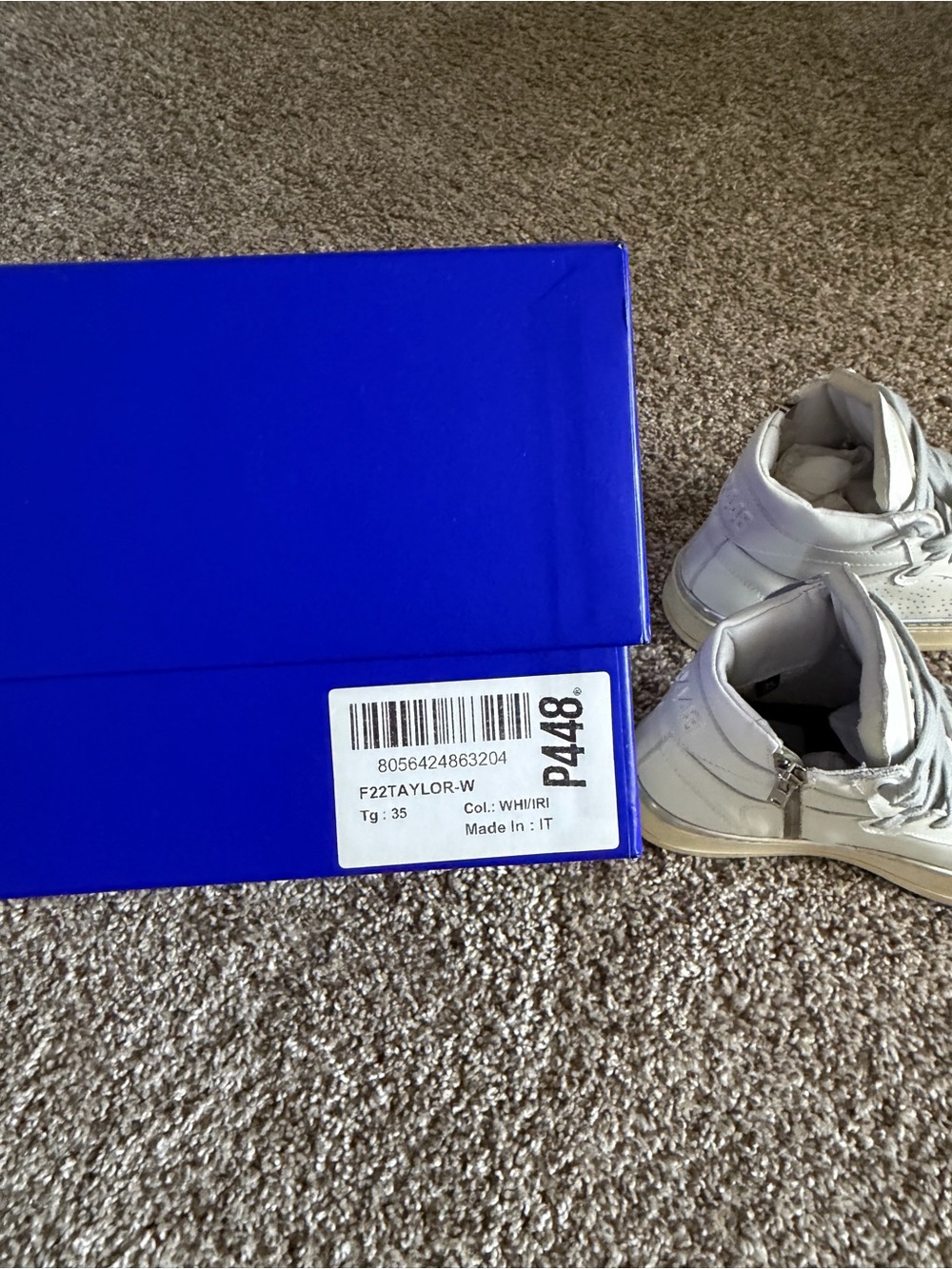 White High Top Sneakers with Iridescent Trim - Picture 2 of 6